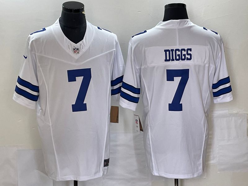 Men Dallas Cowboys 7 Diggs White 2023 Nike Vapor Limited NFL Jersey